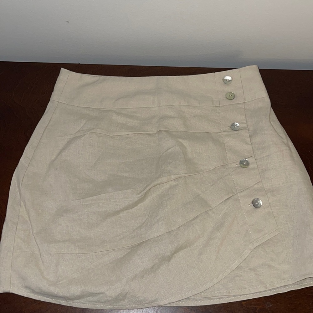 Forever 21 tan skirt with buttons up the side